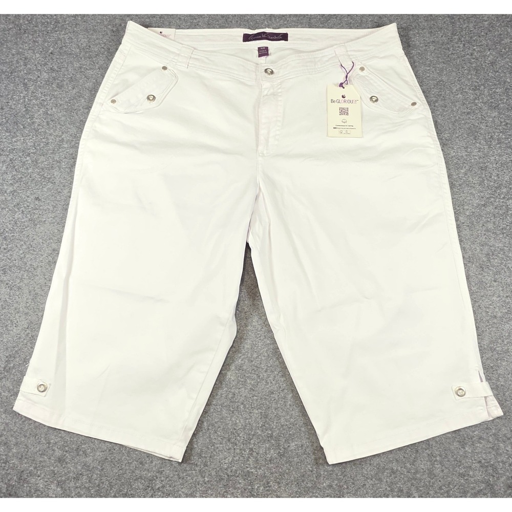Gloria Vanderbilt White Amanda Capri Shorts Womens 16W Vintage White 30221693